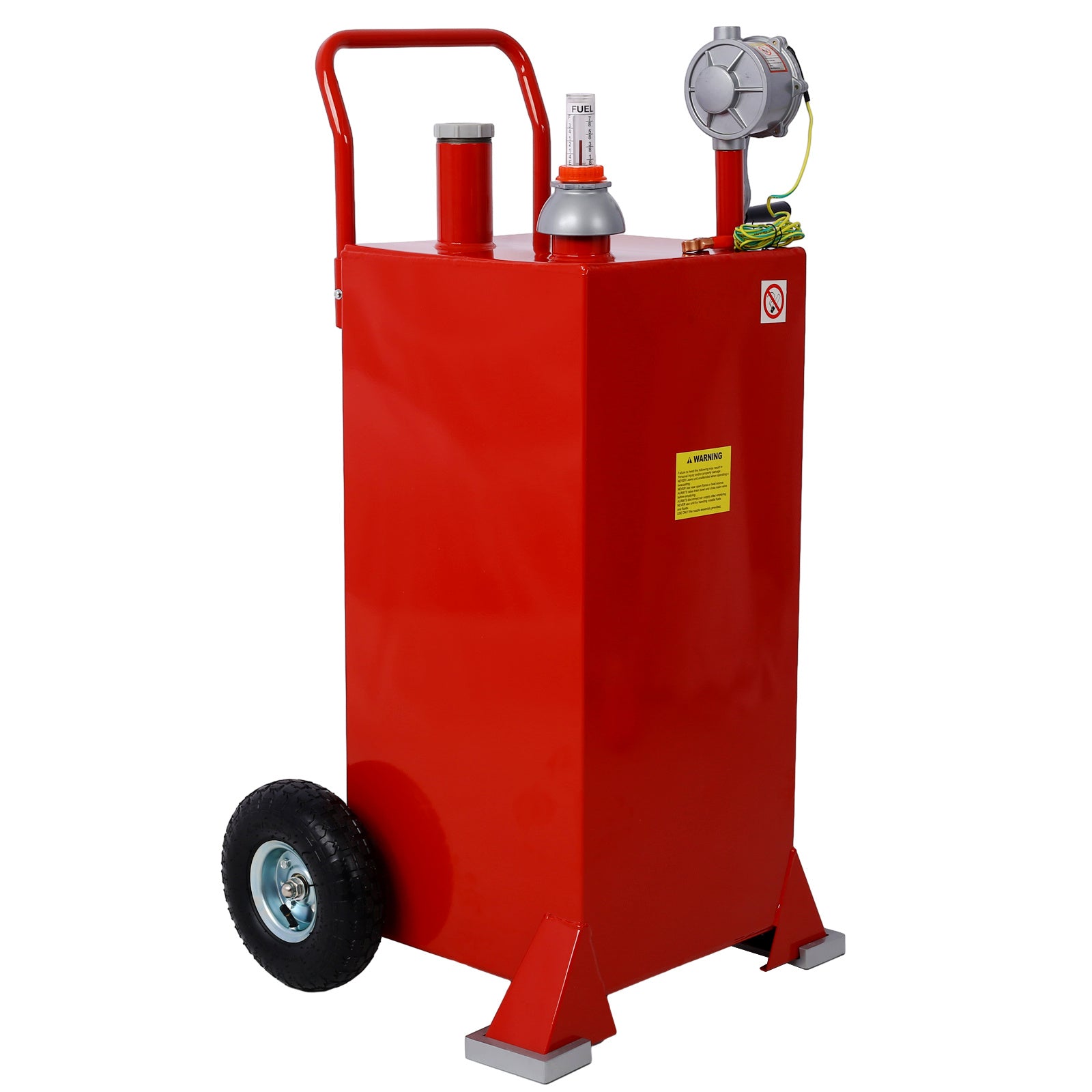 30 Gallon Gas Caddy With Wheels, Fuel Transfer Tank Gasoline Diesel Can Reversible Rotary Hand Siphon Pump, Fuel Storage Tank For Automobiles ATV Car Mowers Tractors Boat Motorcycle(Red)