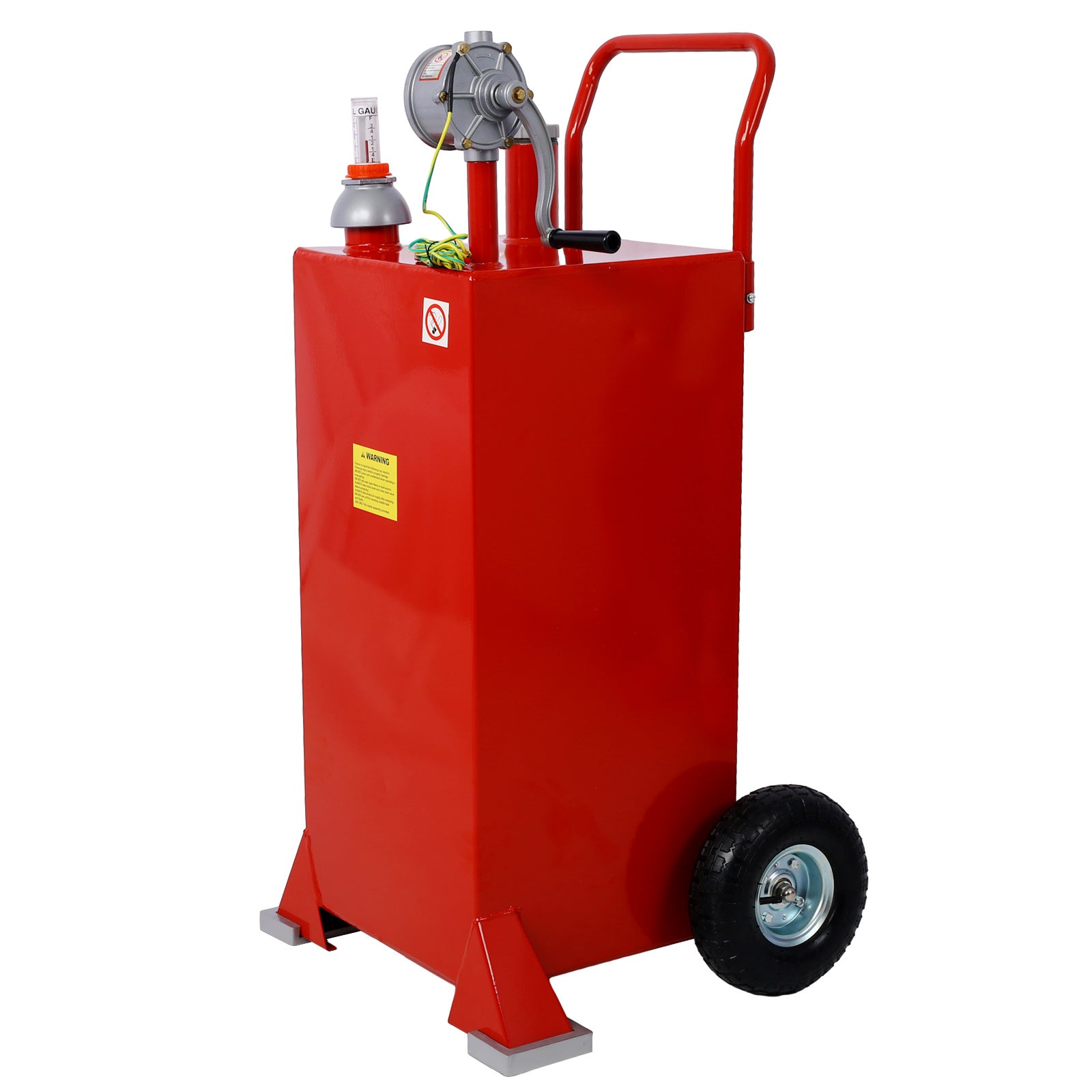 30 Gallon Gas Caddy With Wheels, Fuel Transfer Tank Gasoline Diesel Can Reversible Rotary Hand Siphon Pump, Fuel Storage Tank For Automobiles ATV Car Mowers Tractors Boat Motorcycle(Red)