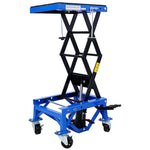 300 lbs Hydraulic Motorcycle Scissor Jack Lift Foot Step Wheels for Small Dirt Bikes,blue color