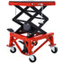 300 lbs Hydraulic Motorcycle Scissor Jack Lift Foot Step Wheels for Small Dirt Bikes,red color