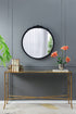 30"x30" Round Hand Carved Rose Antique Mirror Frame, Wall Mirror for Live space, Bathroom, Entryway Wall Décor(Black)