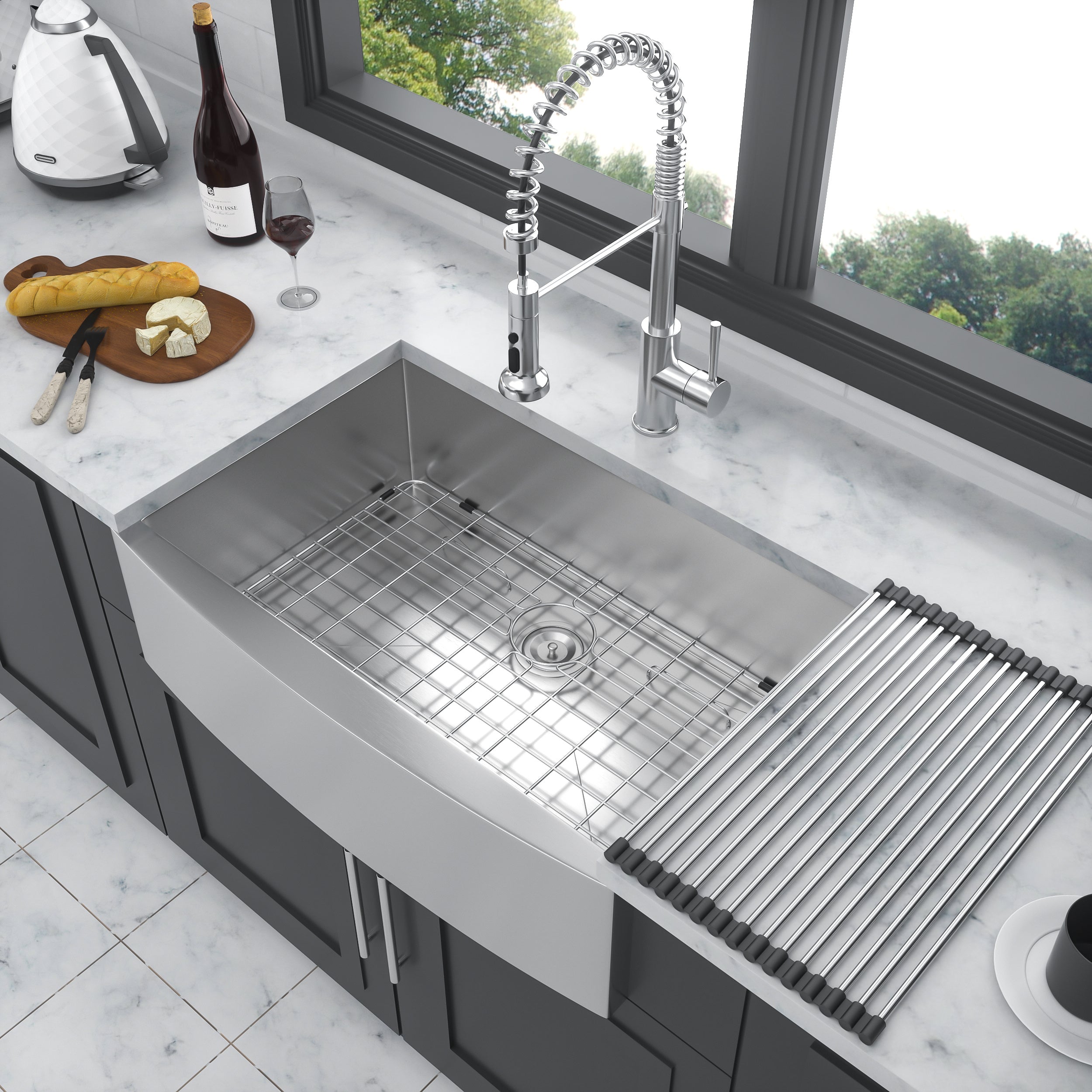 33 Farmhouse Sink - 33 Inch Kitchen Sink Stainless Steel 18 gauge Apron Front Kitchen Sink