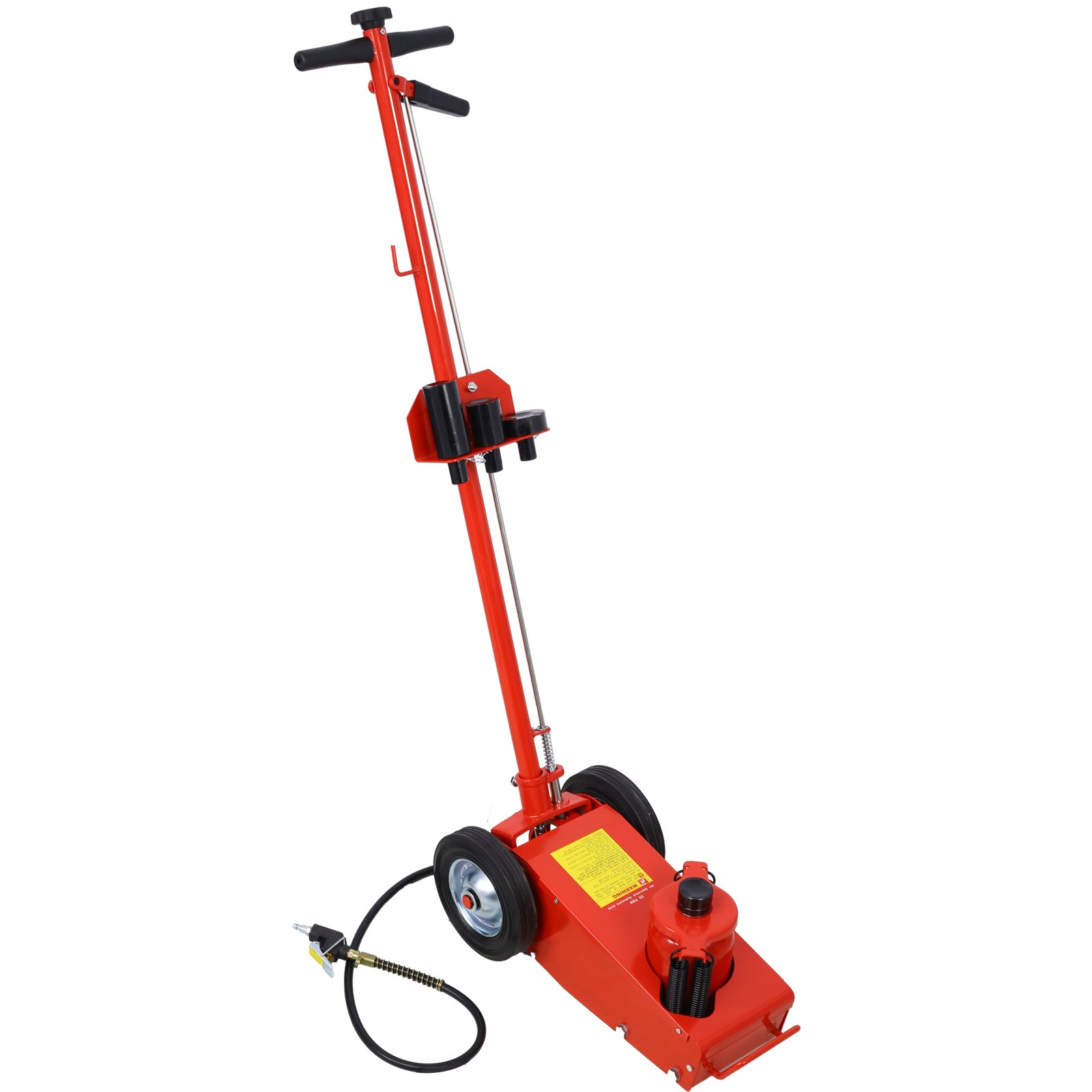 35 Ton Hydraulic Floor Jack Air-Operated Axle Bottle Jack with (4) Extension Saddle Set Built-in Wheels, Red