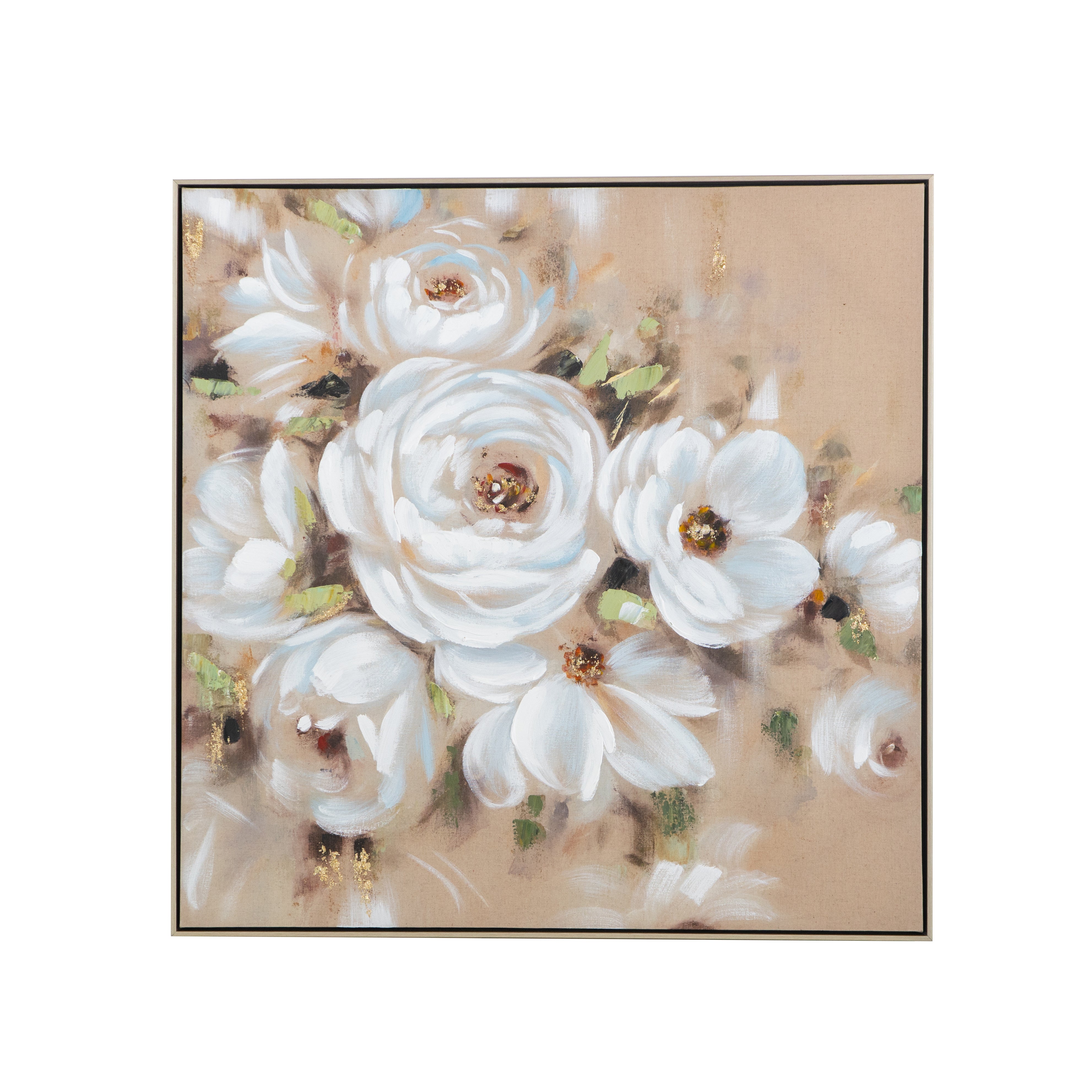 36" x 36" Square Framed Wall Art Flower Canvas Print, Home Decor for Living Room Kitchen Foyer Office