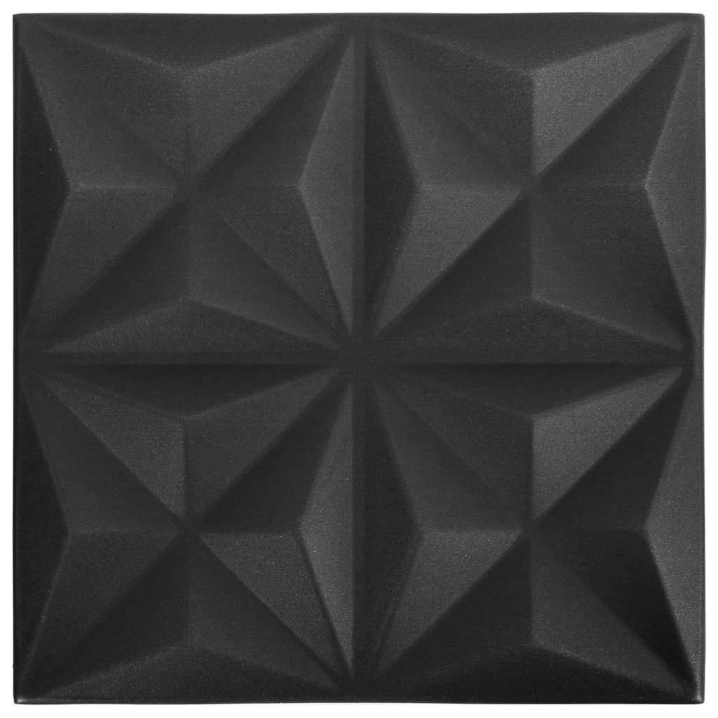 3D Wall Panels 12 pcs 19.7"x19.7" Origami Black 32.3 ft²