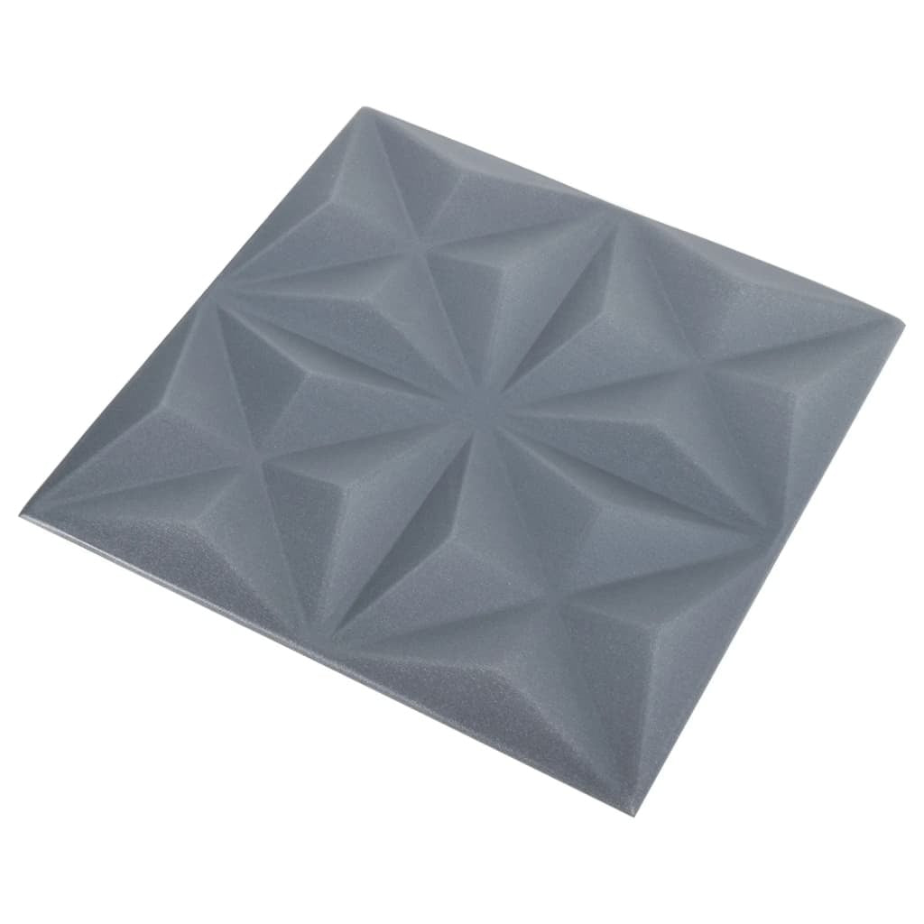 3D Wall Panels 12 pcs 19.7"x19.7" Origami Gray 32.3 ft²