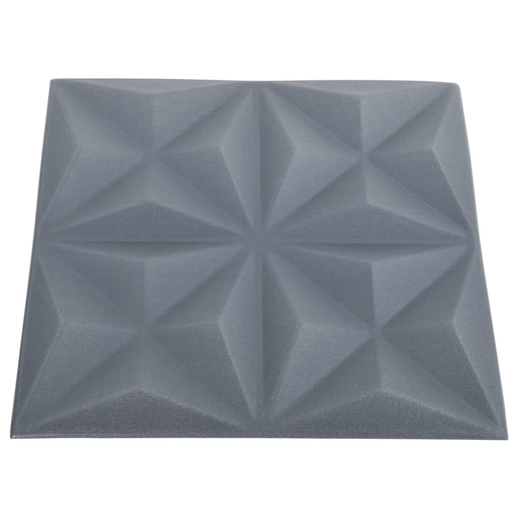 3D Wall Panels 12 pcs 19.7"x19.7" Origami Gray 32.3 ft²