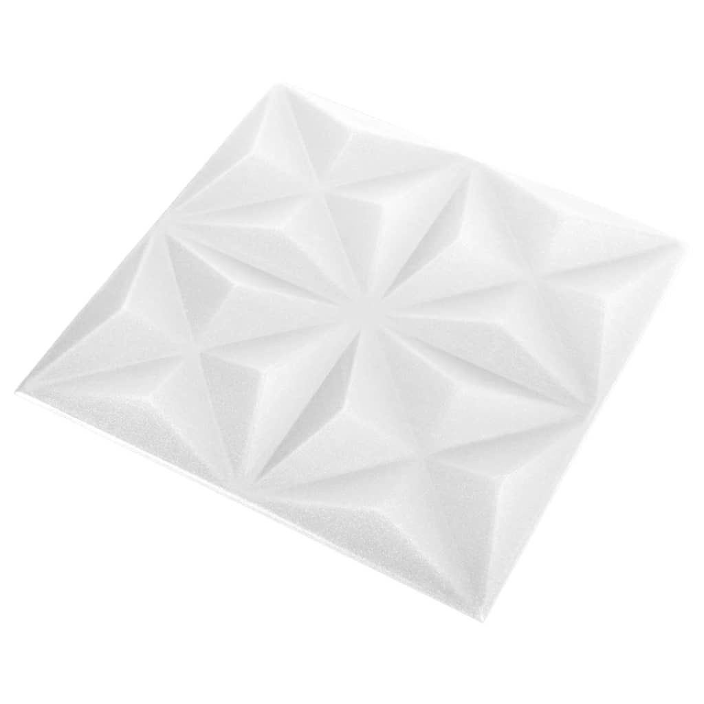 3D Wall Panels 24 pcs 19.7"x19.7" Origami White 64.6 ft²