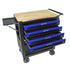 4 DRAWERS MULTIFUNCTIONAL TOOL CART WITH WHEELS AND WOODEN TOP-BLUE