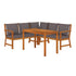 4 Piece Patio Dining Set with Cushions Solid Wood Acacia