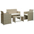4 Piece Patio Lounge Set with Cushions Beige Poly Rattan