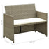 4 Piece Patio Lounge Set with Cushions Beige Poly Rattan