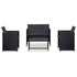 4 Piece Patio Lounge Set with Cushions Poly Rattan Black