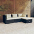 4 Piece Patio Lounge Set with Cushions Poly Rattan Black