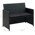 4 Piece Patio Lounge Set with Cushions Poly Rattan Black