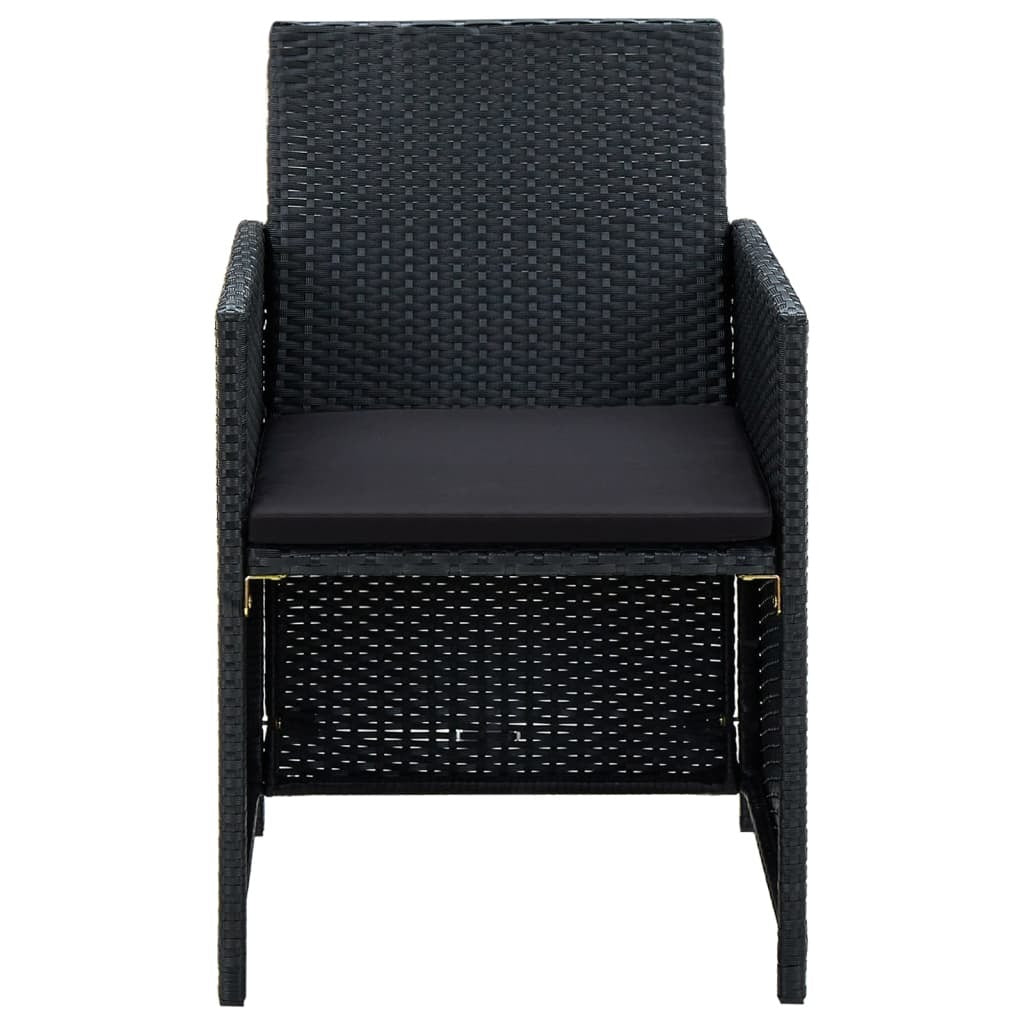 4 Piece Patio Lounge Set with Cushions Poly Rattan Black