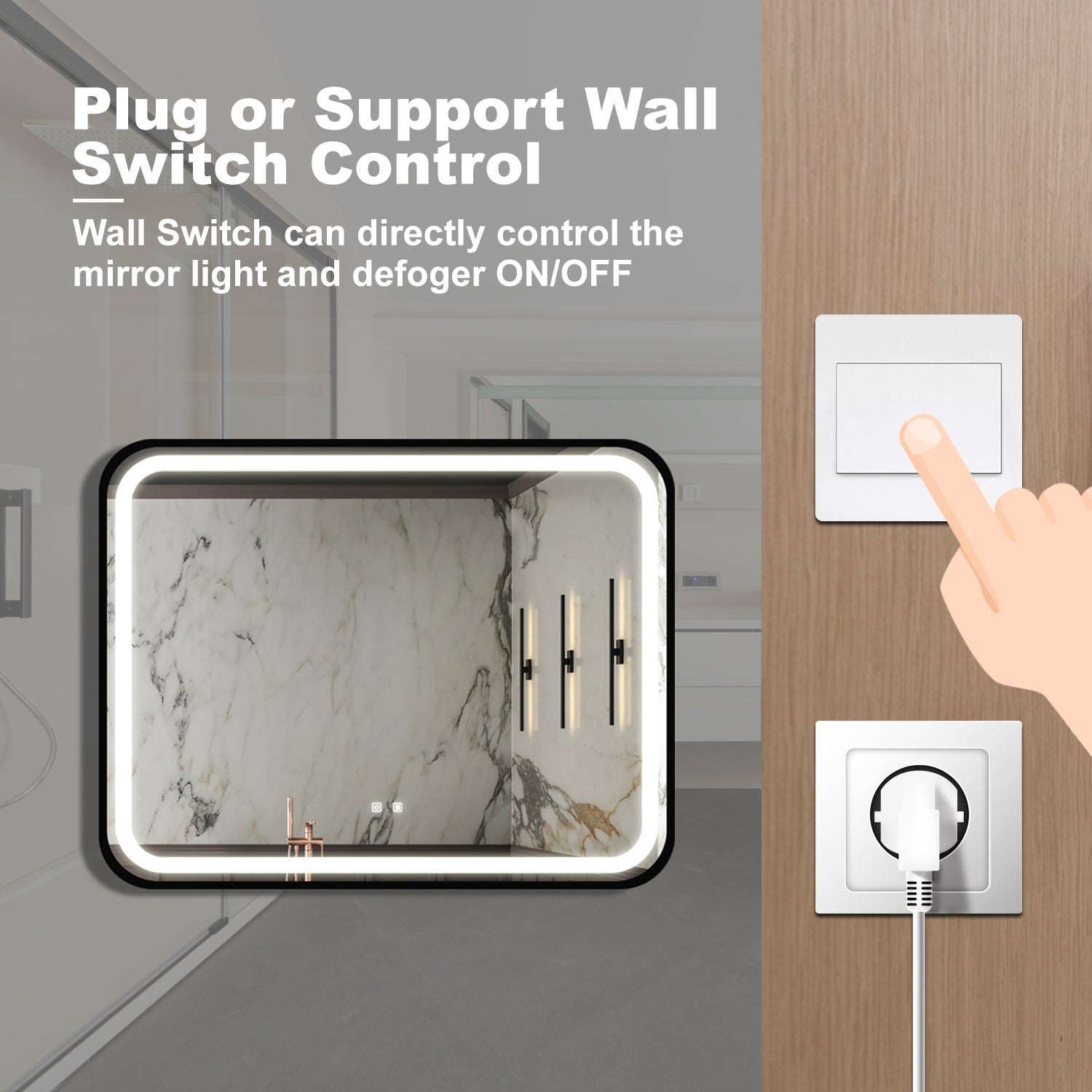 40X32 inch Bathroom Led Classy Vanity Mirror with High Lumen,Black metal frame,Dimmable Touch,Wall Switch Control, Anti-Fog ,CRI 95 Adjustable 3000K-4500K-6000K ,IP54 Waterproof Energy savin