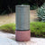 44" Tall Large Modern Cylinder Ribbed Tower Water Fountain With Rustic Base, Contemporary Antique Green Copper Finish Outdoor Bird Feeder / Bath Cement Fountain