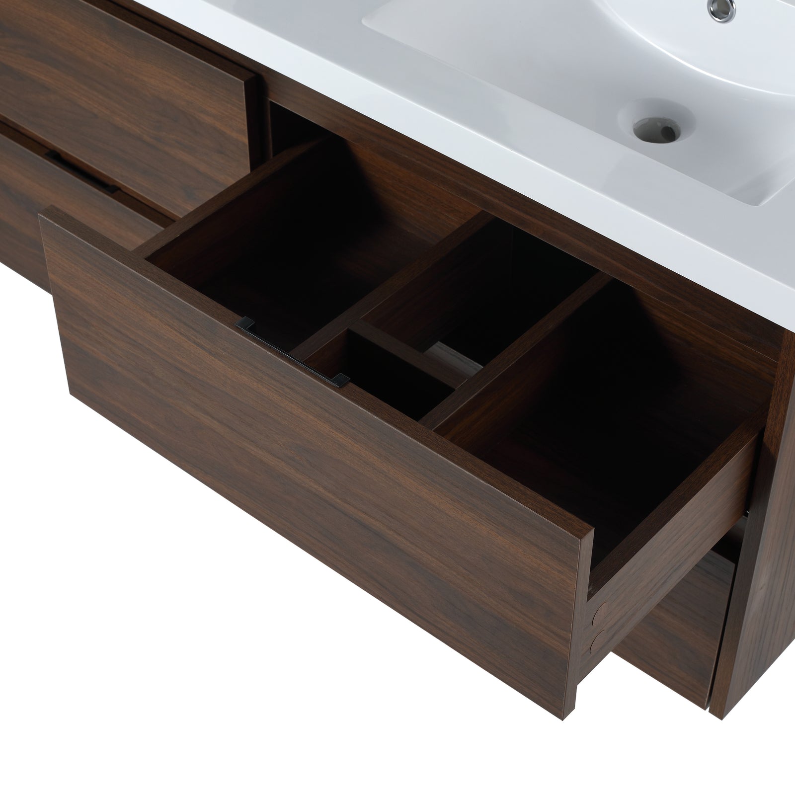 48 Inch Bathroom Vanity With Dual Sink, Resin Sink, 4 Soft Close Drawers, 48x18