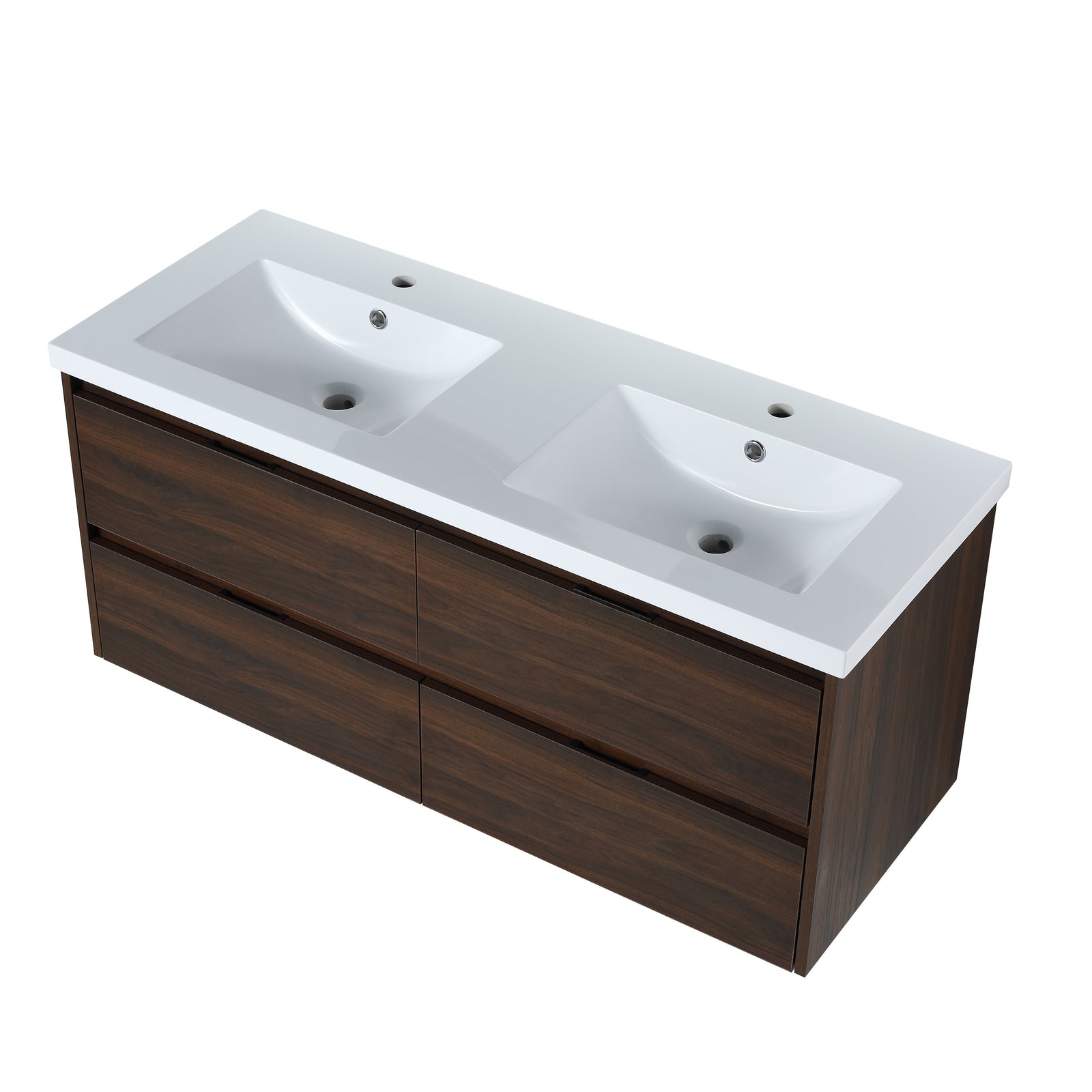 48 Inch Bathroom Vanity With Dual Sink, Resin Sink, 4 Soft Close Drawers, 48x18