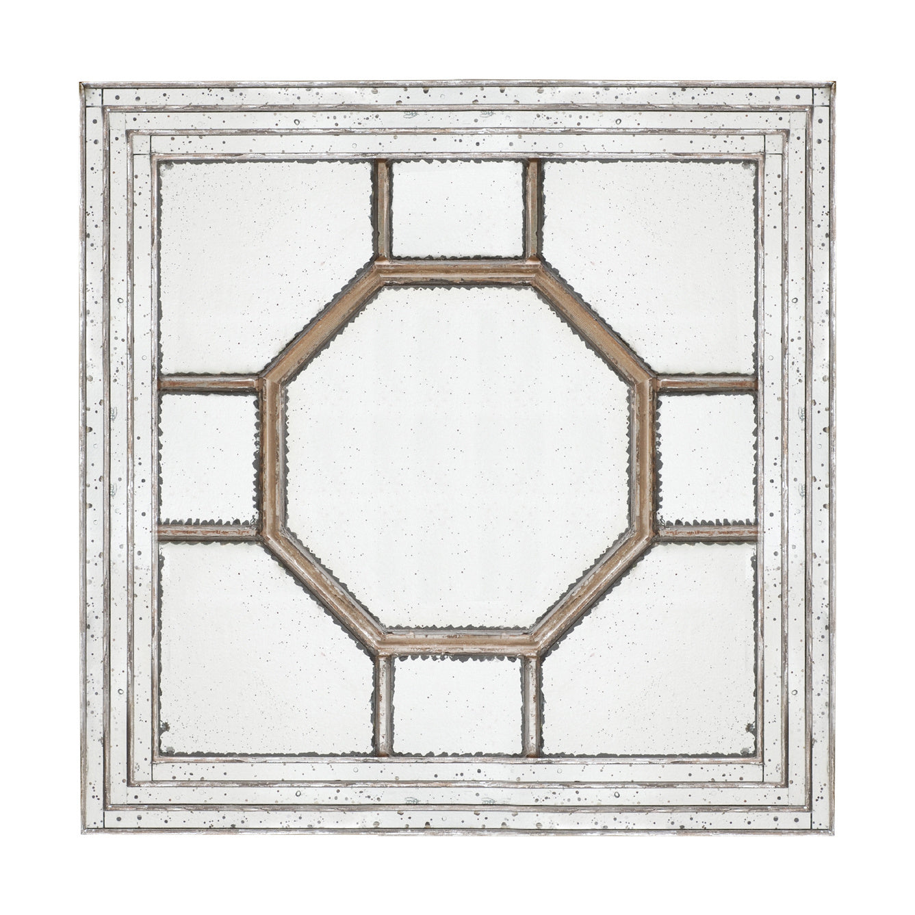 48"x48" Antique Style Decorative Square Wall Mirror with Mirrored Frame, Wall Decor for Living Room Entryway, Console Lean Against Wall