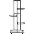 5-Floor Flower Stand with Wheels 17.3"x9.1"x39.4" Black Iron