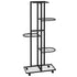 5-Floor Flower Stand with Wheels 17.3"x9.1"x39.4" Black Iron