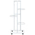 5-Floor Flower Stand with Wheels 17.3"x9.1"x39.4" White Iron