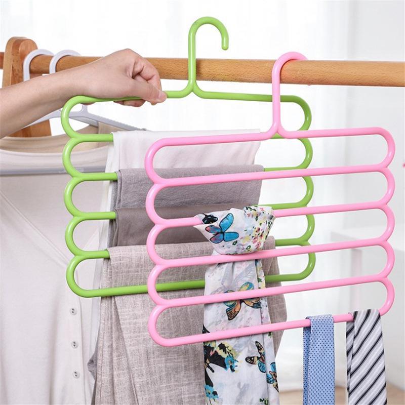 5 Layer Hanger Plastic Multipurpose Kitchen Towels Hanger, Space Saver Cabinet Hanger Multiple Clothe Hanger Tie Shawls Cabinet Organizer - WoodPoly.com