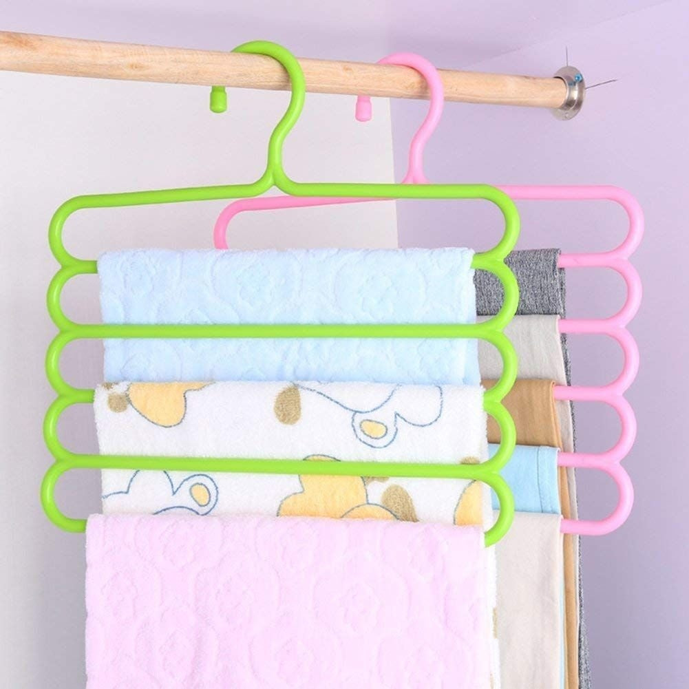 5 Layer Hanger Plastic Multipurpose Kitchen Towels Hanger, Space Saver Cabinet Hanger Multiple Clothe Hanger Tie Shawls Cabinet Organizer - WoodPoly.com