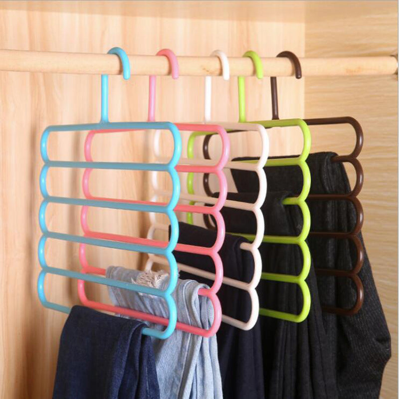 5 Layer Hanger Plastic Multipurpose Kitchen Towels Hanger, Space Saver Cabinet Hanger Multiple Clothe Hanger Tie Shawls Cabinet Organizer - WoodPoly.com