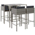 5 Piece Patio Bar Set with Cushions Gray Poly Rattan