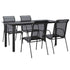 5 Piece Patio Dining Set Black Steel and Textilene