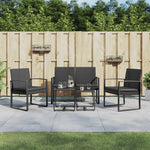 5 piece Patio Dining Set with Cushions Black PP Rattan