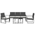 5 piece Patio Dining Set with Cushions Black PP Rattan