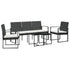 5 piece Patio Dining Set with Cushions Black PP Rattan
