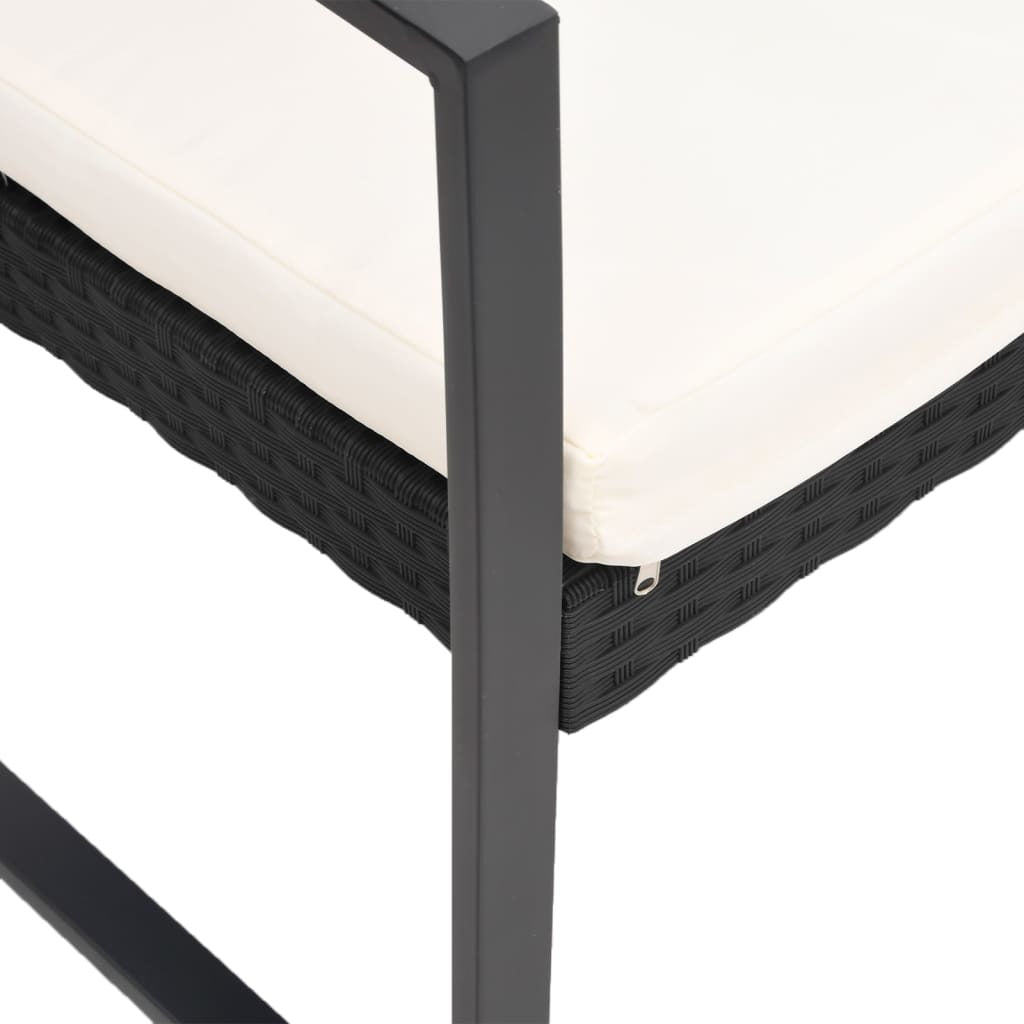 5 piece Patio Dining Set with Cushions Black PP Rattan