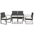 5 piece Patio Dining Set with Cushions Black PP Rattan