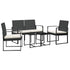 5 piece Patio Dining Set with Cushions Black PP Rattan