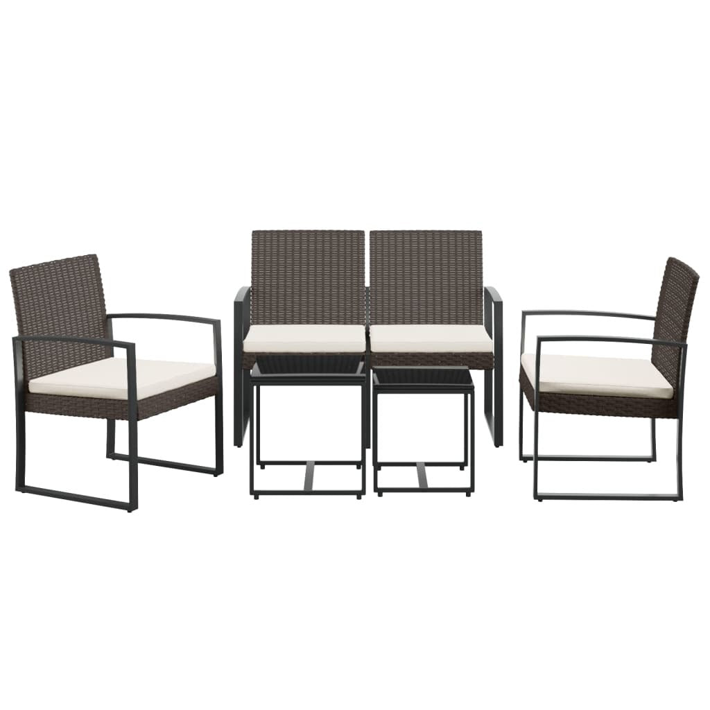 5 piece Patio Dining Set with Cushions Brown PP Rattan