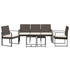 5 piece Patio Dining Set with Cushions Brown PP Rattan