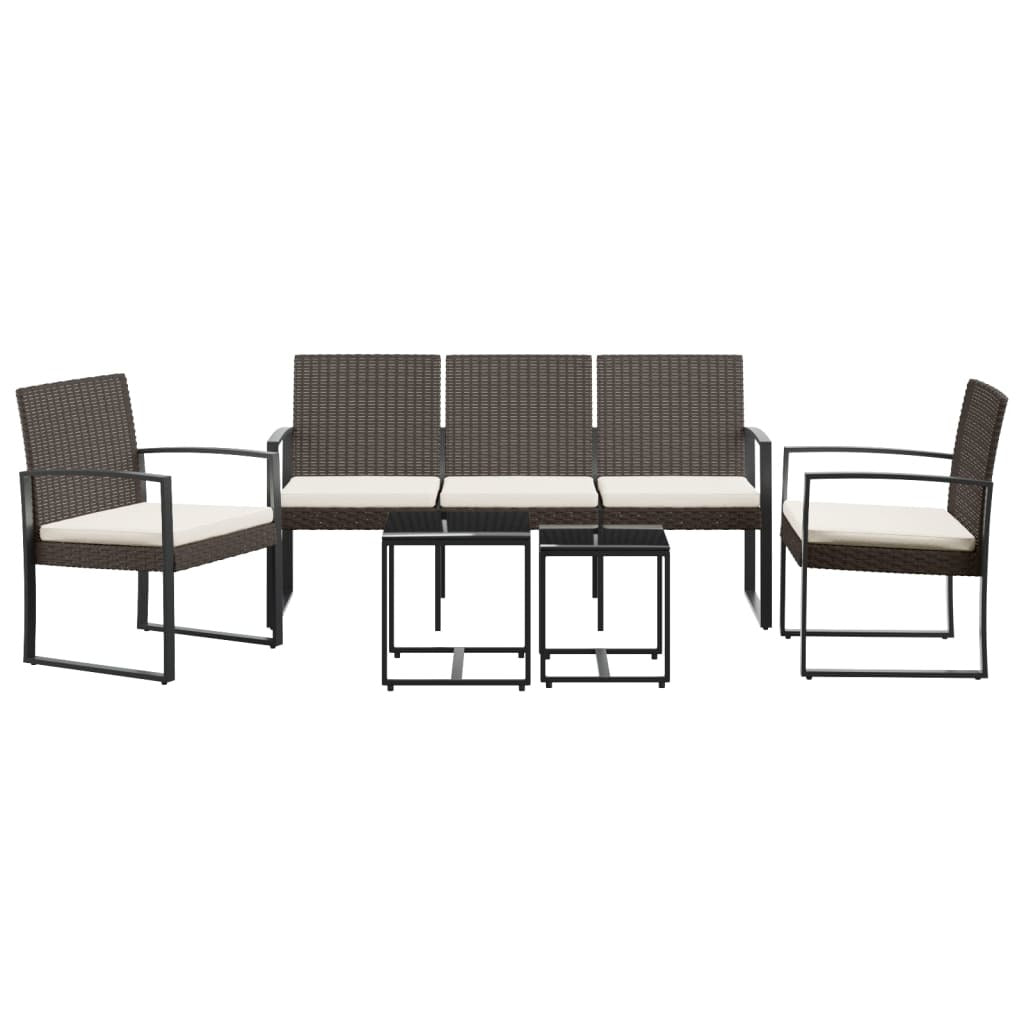 5 piece Patio Dining Set with Cushions Brown PP Rattan