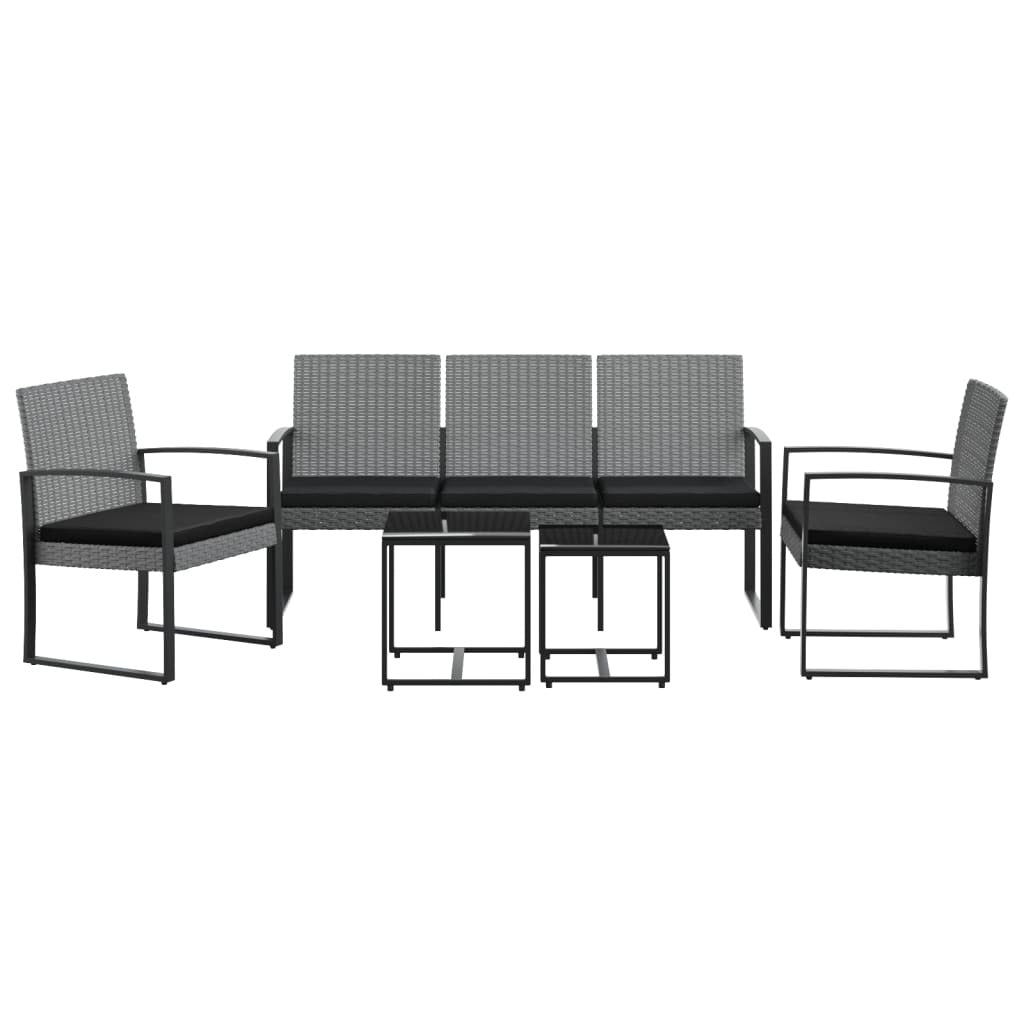 5 piece Patio Dining Set with Cushions Dark Gray PP Rattan