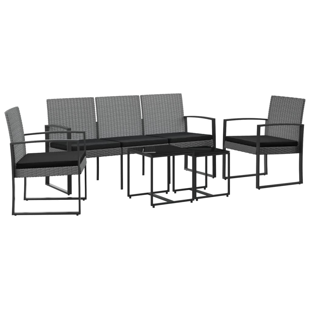 5 piece Patio Dining Set with Cushions Dark Gray PP Rattan