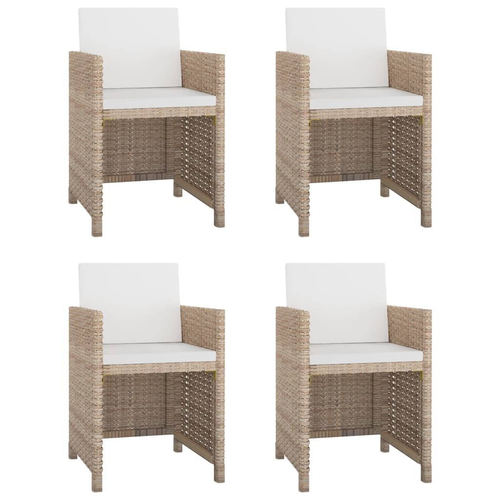 5 Piece Patio Dining Set with Cushions Poly Rattan Beige