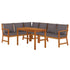 5 Piece Patio Dining Set with Cushions Solid Wood Acacia