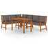 5 Piece Patio Dining Set with Cushions Solid Wood Acacia