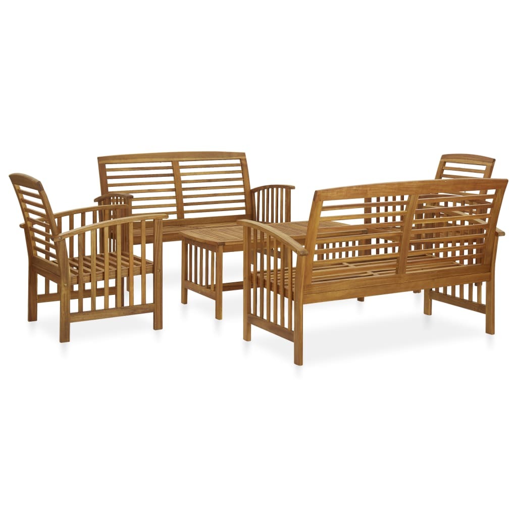 5 Piece Patio Lounge Set Solid Acacia Wood - WoodPoly.com