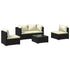 5 Piece Patio Lounge Set with Cushions Poly Rattan Black
