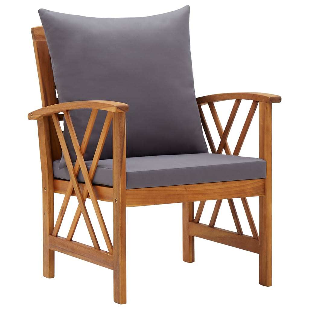 5 Piece Patio Lounge Set with Cushions Solid Acacia Wood - WoodPoly.com